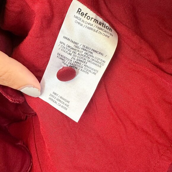 Reformation | Elianna Cotton Top Blouse in Chianti Burgundy Red Wine Size 2 $188 - Picture 7 of 7